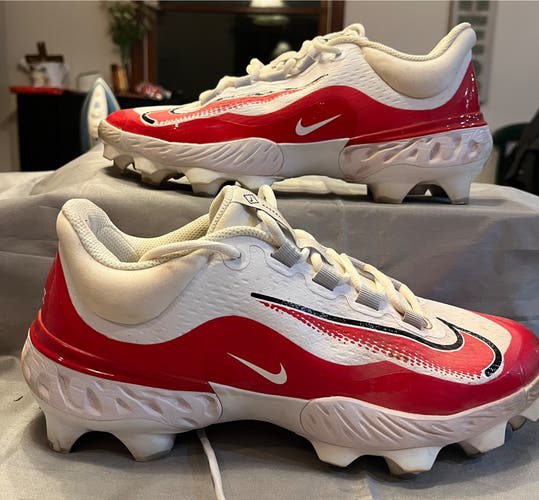 Red Men's Size M 10.0 (W 11.0) Adult Nike React Low Top Molded Cleats (Used)