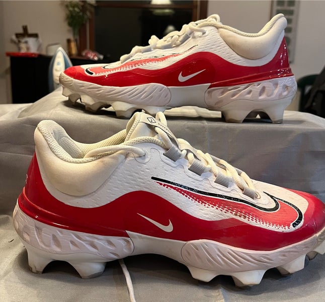 Red Men's Size M 10.0 (W 11.0) Adult Nike React Low Top Molded Cleats (Used)