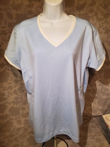 NWT Nike Golf Women's FitDry UV Colorblock Sport Shirt, Ice Blue, XL
