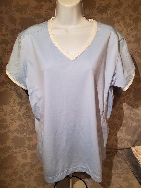 NWT Nike Golf Women's FitDry UV Colorblock Sport Shirt, Ice Blue, XL