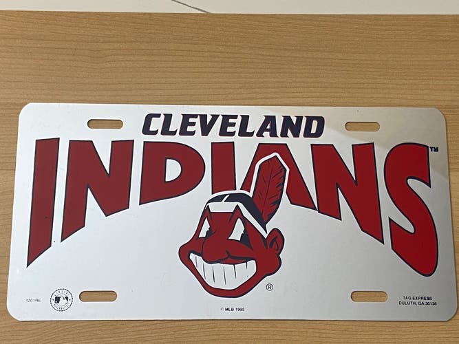 Cleveland Indians Vintage 1995 MLB NOS Chief Wahoo Reflective License Plate by Tag Express (New)