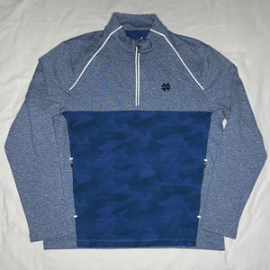 johnnie-O Keiser Performance Camo 1/4 Zip Pullover Notre Dame Lake Size M ND