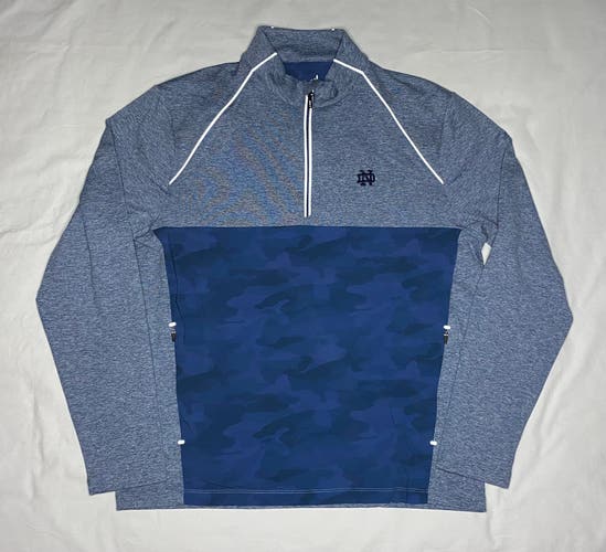 johnnie-O Keiser Performance Camo 1/4 Zip Pullover Notre Dame Lake Size M ND
