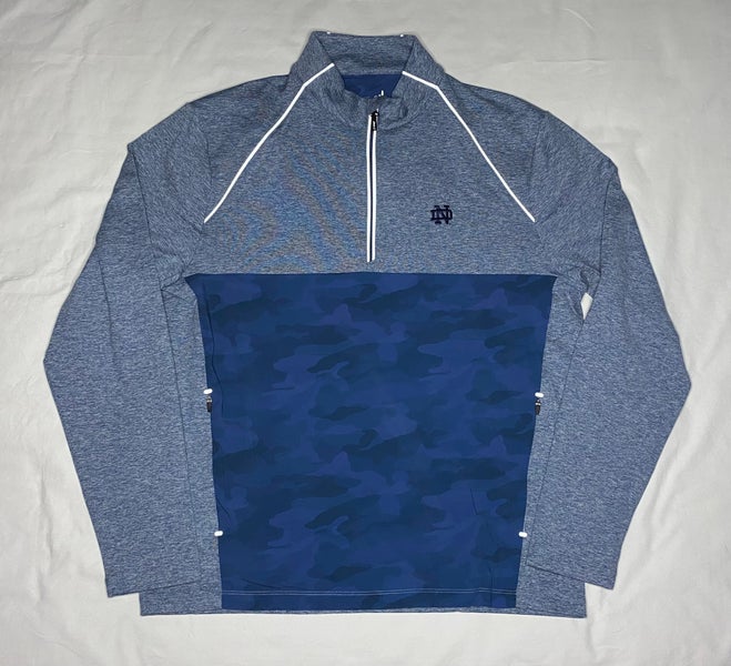 johnnie-O Keiser Performance Camo 1/4 Zip Pullover Notre Dame Lake Size M ND