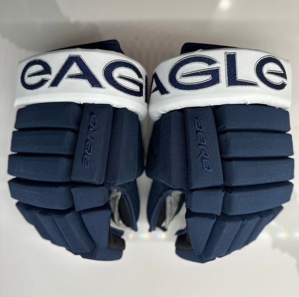 Eagle Aero Custom Pro Stock Hockey Gloves 14” Navy White Hossa Cuff – Made in Canada – Excellent