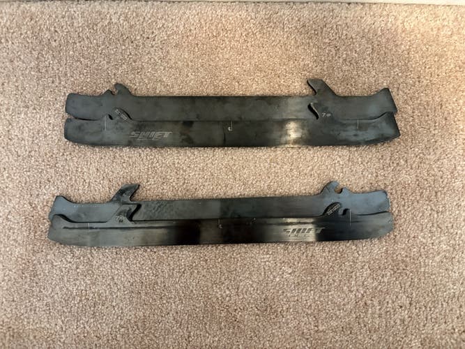 1 New and 1 Used set of True Goalie custom black steel blades - fit a size 7 skate (8.5-9 shoe size)