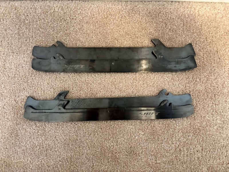 1 New and 1 Used set of True Goalie custom black steel blades - fit a size 7 skate (8.5-9 shoe size)