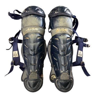 Used All-Star LG912S7X Catchers Leg Guards Navy Blue Junior 11760-S000083240