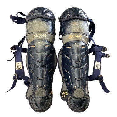 Used All-Star LG912S7X Catchers Leg Guards Navy Blue Junior 11760-S000083240