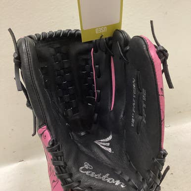 Used Easton FPT12 RH Throw Fastpitch Gloves Black And Pink 12" 11725-S000491626