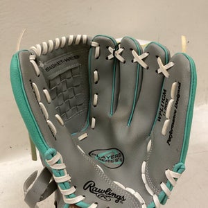 Used Rawlings WPL11GM RH Throw Fastpitch Gloves Grey And Royal Blue 11" 11725-S000492966