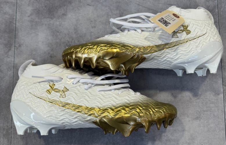 White Men's Size M 12.0 (W 13.0) Adult Under Armour Spotlight MC Cleats (New)