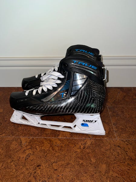 2024 True 2 Piece Hockey Goalie Skates Wide Width Blade Size 8 NCAA Specs (Used)