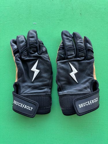 Black Youth Medium Bruce Bolt Batting Gloves
