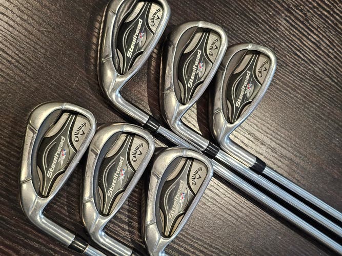 LEFT HAND CALLAWAY STEELHEAD XR GOLF IRON SET 5-PW STEEL XP95 REGULAR TALL +2 "