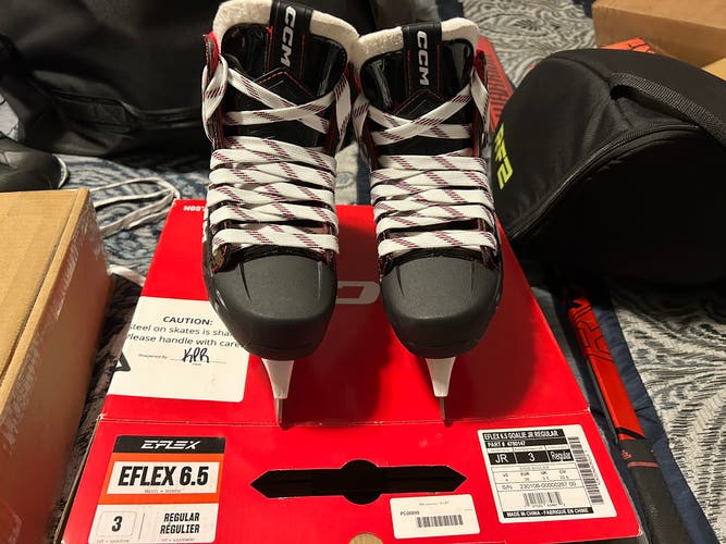 CCM EFLEX 6.5 Hockey Goalie Skates Regular Width Size 3 (New)