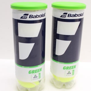 *2 CANS* (6 BALLS) BABOLAT "PLAY AND STAY / STAGE 1" GREEN FELT  TENNIS BALLS