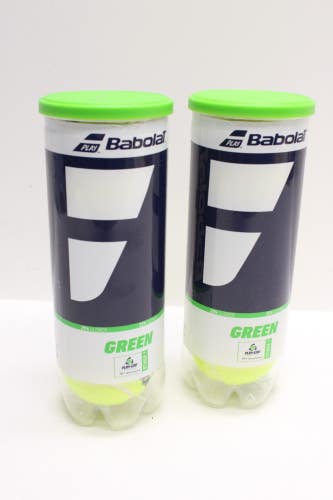 *2 CANS* (6 BALLS) BABOLAT "PLAY AND STAY / STAGE 1" GREEN FELT  TENNIS BALLS
