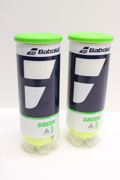 *2 CANS* (6 BALLS) BABOLAT "PLAY AND STAY / STAGE 1" GREEN FELT  TENNIS BALLS