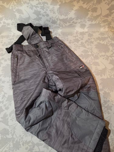 Weatherproof 32 Degrees Boys Zip Off Suspender Snow Pants Charcoal Print S (7/8)