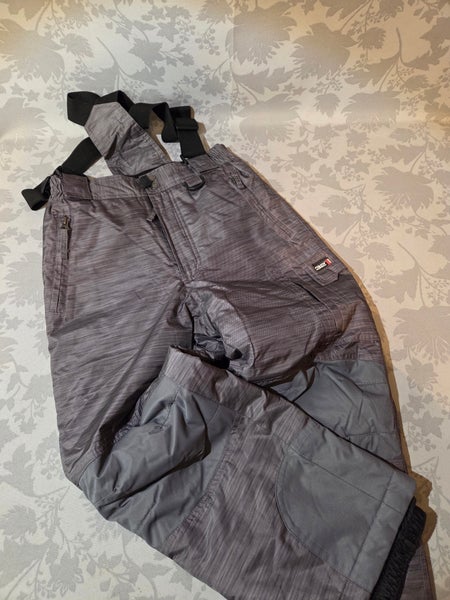 Weatherproof 32 Degrees Boys Zip Off Suspender Snow Pants Charcoal Print S (7/8)