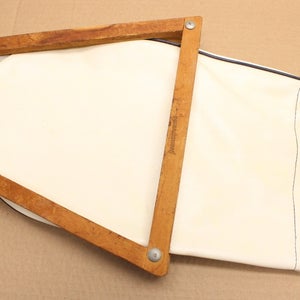 VINTAGE WOODEN PRESS FOR TENNIS RACQUETS W/ BUILT IN VINYL COVER