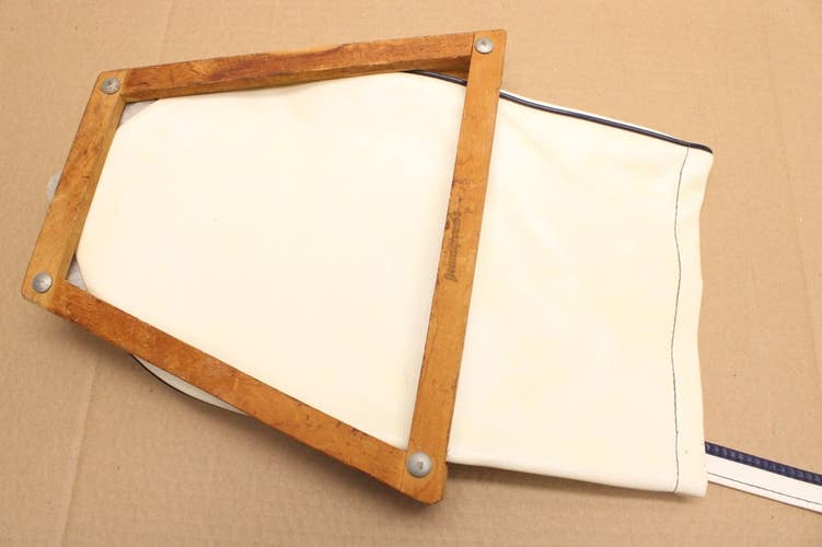 VINTAGE WOODEN PRESS FOR TENNIS RACQUETS W/ BUILT IN VINYL COVER