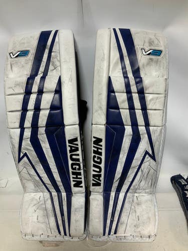 Used Vaughn VELOCITY V9 JUNIOR Goalie Leg Pads Junior Navy Blue 28" 11823-S000035090
