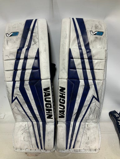 Used Vaughn VELOCITY V9 JUNIOR Goalie Leg Pads Junior Navy Blue 28" 11823-S000035090