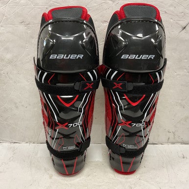Used Bauer VAPOR X700 Senior Shin Guards Black And Red 14" 11855-S000192673