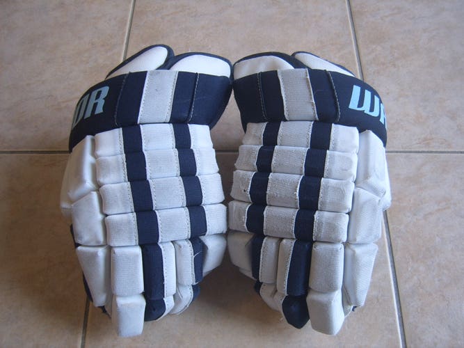 Warrior Franchise Senior Hockey Gloves 14" White/Blue Made in Canada