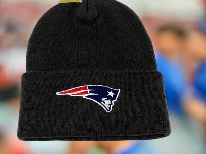 New England Patriots Vintage Late '90s NFL Black Cuffed NOS Knit Hat (New)