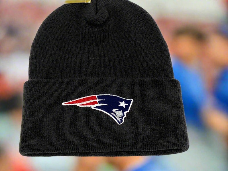 New England Patriots Vintage Late '90s NFL Black Cuffed NOS Knit Hat (New)