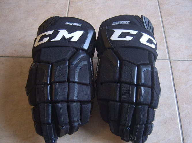 Vintage Good Condition CCM CL 500 Senior Hockey Gloves 15" Black/White