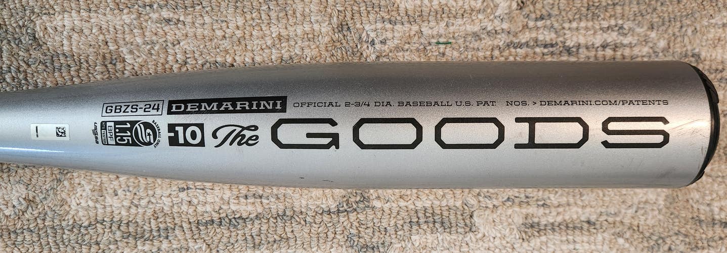 2024 DeMarini The Goods Hybrid USSSA Certified Bat (-10) 19 oz 29" (Used)