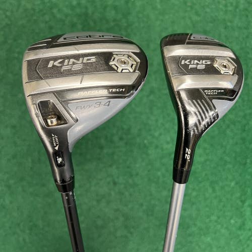 Cobra King F8 3-4 Fairway Wood & #4 Hybrid LEFT Handed Stiff Graphite Shaft w/HC