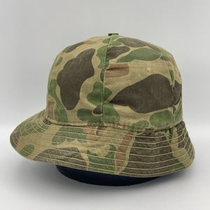 Vintage Jones Duck Camo Hunting Bucket Boonie Hat Ear Flaps Lined Size 7 1/2 Cap