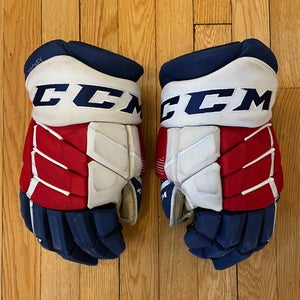 Used CCM Jetspeed FT1 Hockey Gloves 14" NHL Pro Stock Rangers