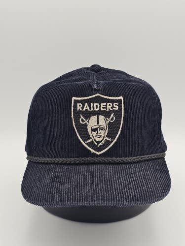 Vintage Oakland Raiderd NFL Sports Corduroy Shield Plain Logo Hat Cap Zipperback