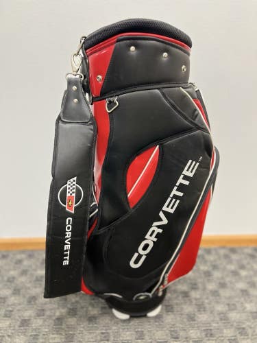 Chevrolet Corvette Golf Cart Bag Black/Red Single Strap 6-Way Top 5 Pockets
