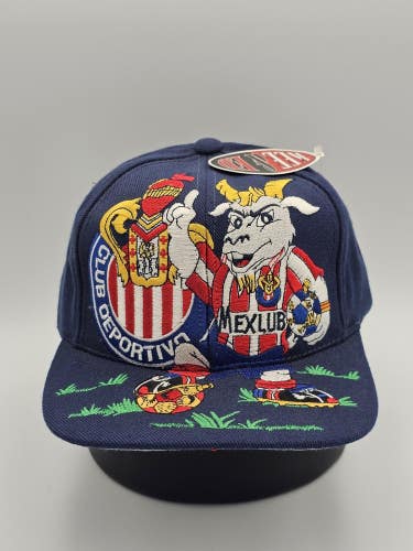 Vintage Rare Navy Guadalajara Chivas Soccer Big Logo Mexico Sports Hat Snapback