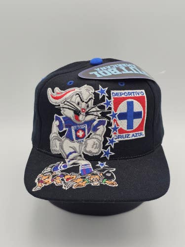 Vintage CRUZ AZUL Mexico Soccer Wool Blend Big Logo Sports Hat Cap Vtg Strapback