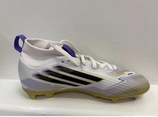 White Kids Adidas F50 13.5k US 13k UK Mid Sock League Cleats (New) RARE