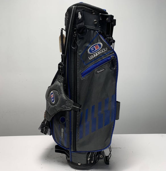 US Kids Golf Bundren UL 45 Stand Bag Black Blue 3-Way Divide Dual Strap Golf Bag