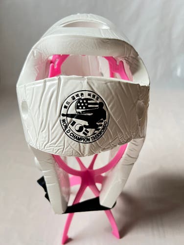 Taekwondo Karate Sparring Thick Foam Head Guard White adjustable strap velcro