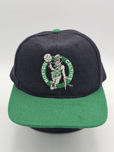 Vintage 1990s Boston Celtics Starter 100% Wool First Gen Black Dome Hat Snapback