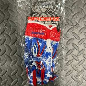 New! Spiderz Hybrid Batting Gloves - Adult Small Red/White/Blue