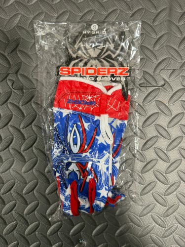 New! Spiderz Hybrid Batting Gloves - Adult Small Red/White/Blue