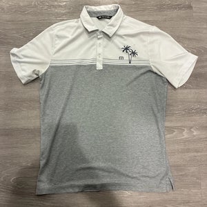 Travis Mathew Solar Power Slim Fit Polo - White / Palm Tree Print - Large