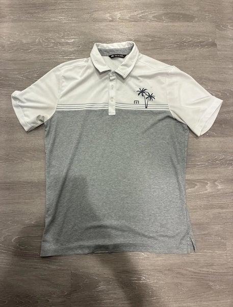 Travis Mathew Solar Power Slim Fit Polo - White / Palm Tree Print - Large